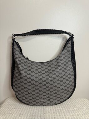 Michael Kors Lauryn Gray/black leather  MK Logo Hobo Bag - Large